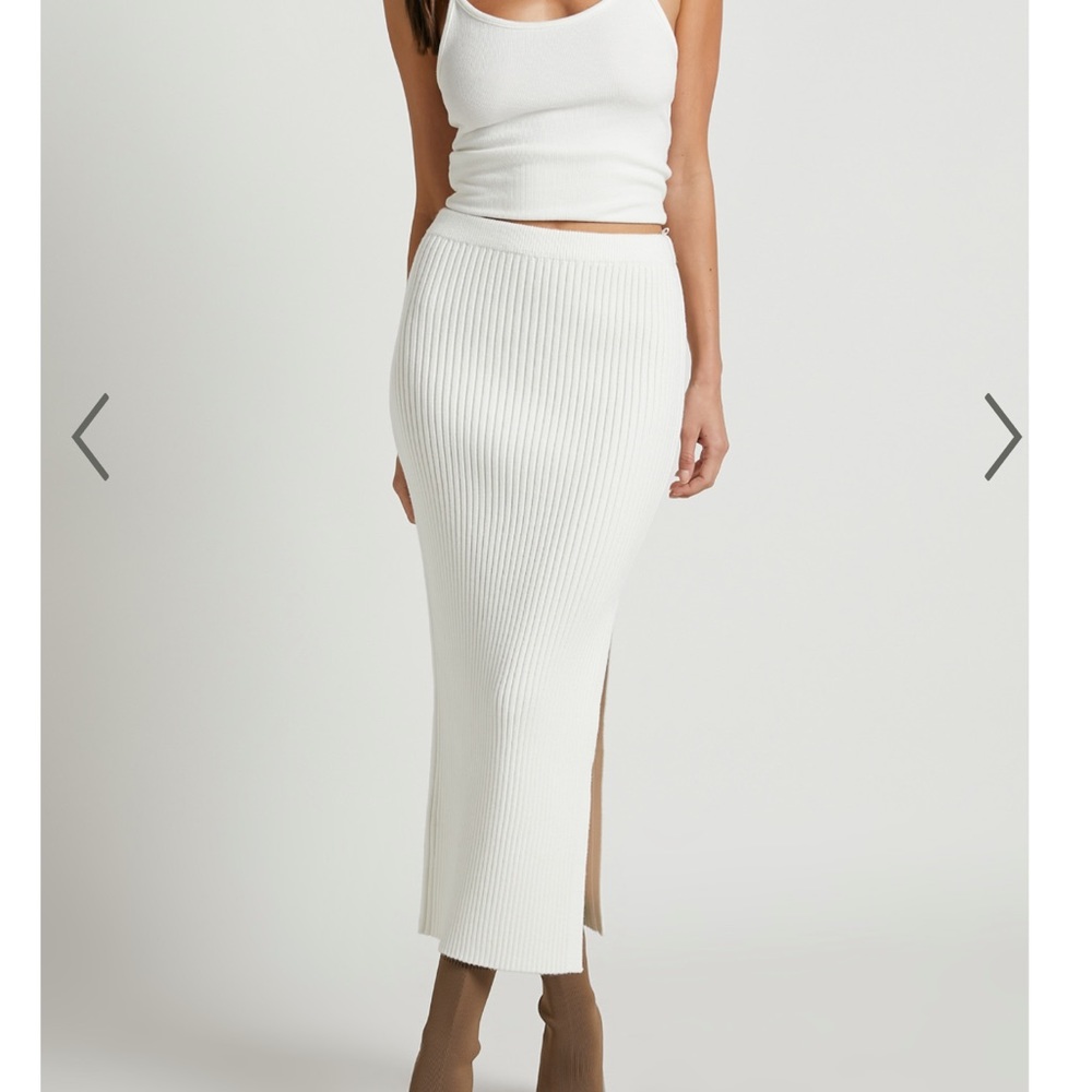 showpo rubbed slide split maxi skirt